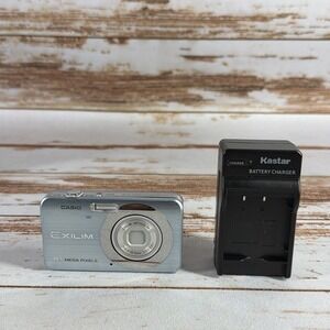 Casio Exilim EX-Z150 8.1MP Digital Camera Blue Parts Repair Lens Error + Charger